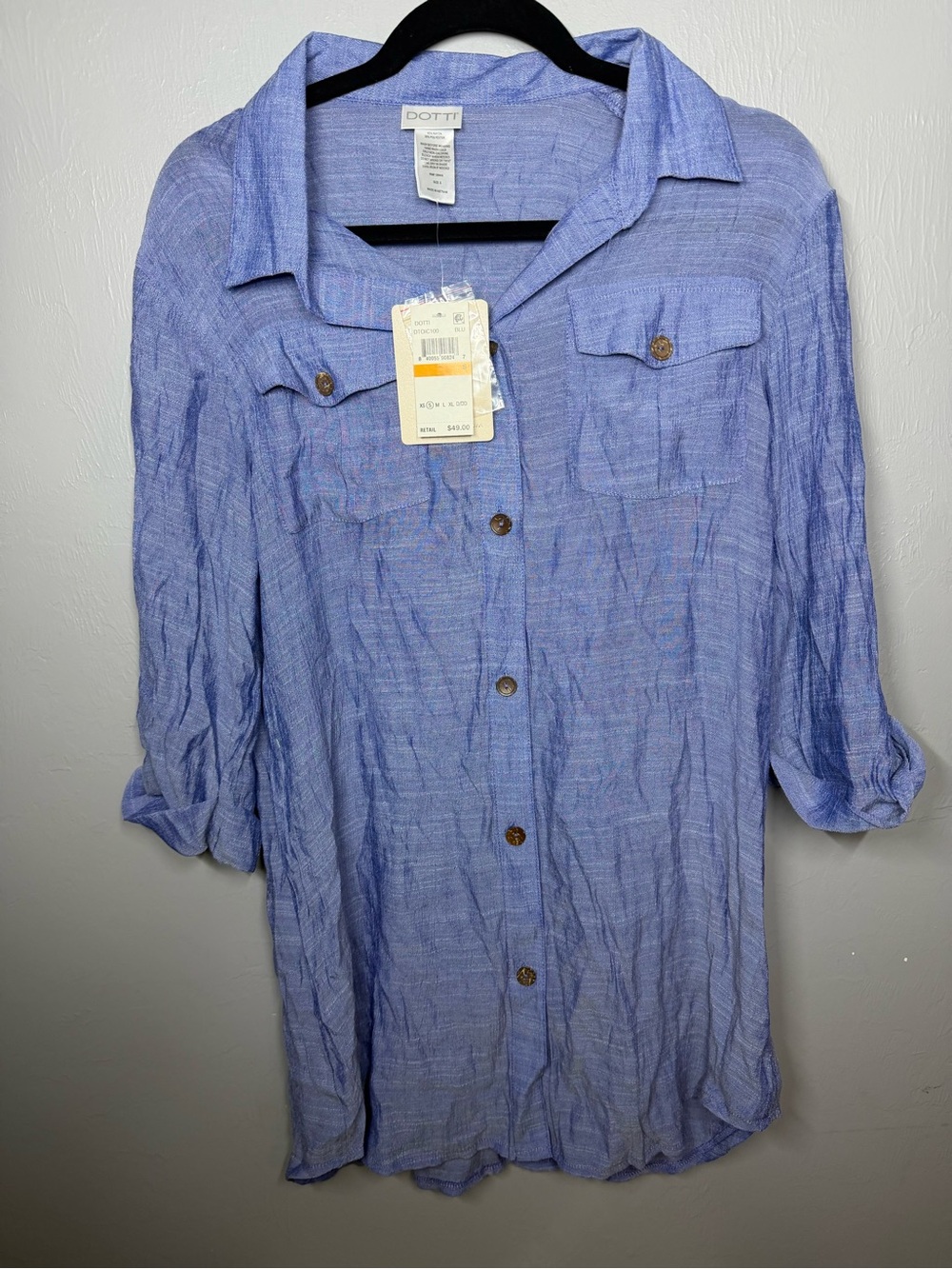 Dotti Blue Textured Button-Up Shirt